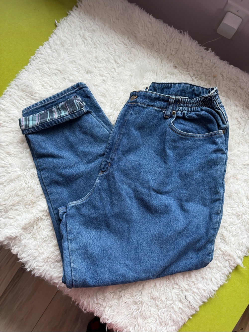 Vintage 90s L.L. Bean Relaxed Flannel Lined Classic Blue Jean Denim 22W 40-45x30